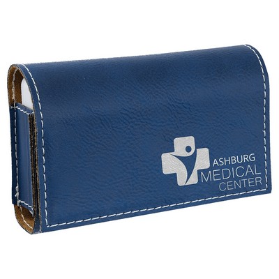 4.75" x 3.1" Blue/Silver Leatherette Pill Box