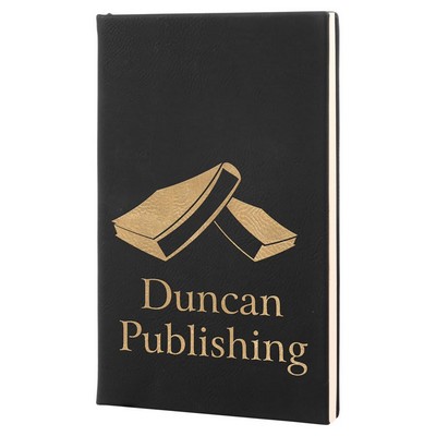 5.25" x 8.25" Black/Gold Leatherette Journal w/Lined Notepad