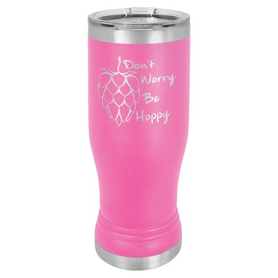 Pink 14 oz. Polar Camel Pilsner with Clear Lid