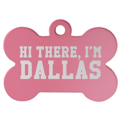 1.5" x 1" Pink Anodized Aluminum Bone Pet Tag