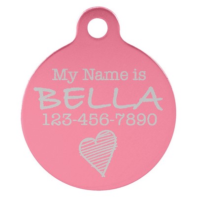 1" Pink Anodized Aluminum Round Pet Tag with Tab