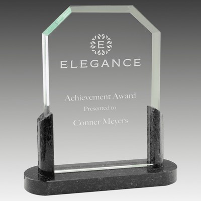 Clipped Corners Glass with Marble Base