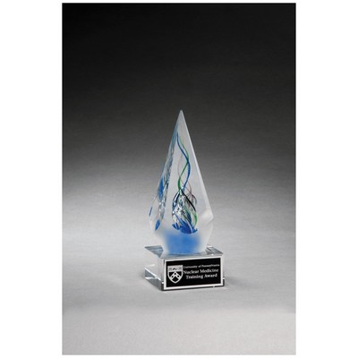 7.1" Frosted Glass Accent Arrow Art Glass on Clear Base