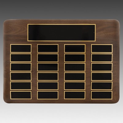 American Walnut 24 Plate Perpetual Plaque w/Brass Plates