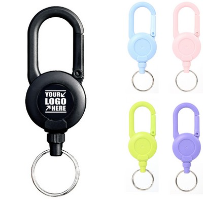 Solid Color Retractable Keychain Key Ring