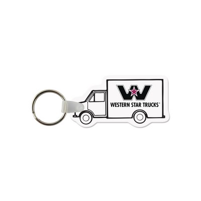Box Truck Shaped USA Made Vinyl Keychain