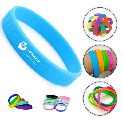 1/2"W Silicone Wristband W/ Debossed Or Embossed Logo