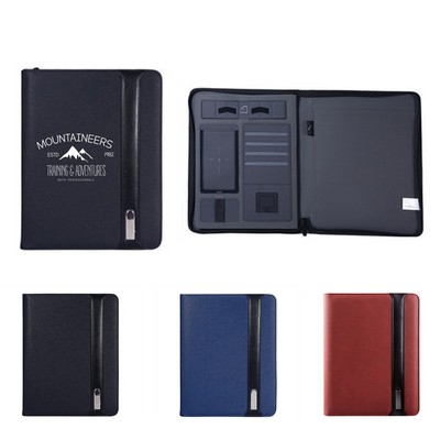 Waterproof Leather A4 Folder with 8000mAh Power Bank