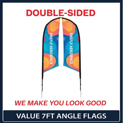Value 7' Angle Flag - Double Sided w/Spike Base and Carry Bag