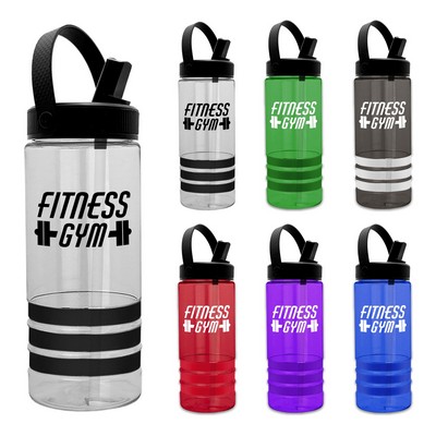 24 Oz. Sergeant Stripe Tritan Bottle w/Flip Straw Handle Swivel Lid & Stripe Bands