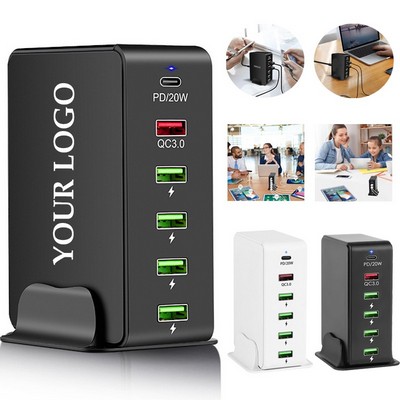 Desktop 6-Port USB Tower Charging Station