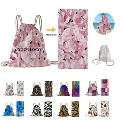 Multi-Functional Microfiber Beach Towel Bag