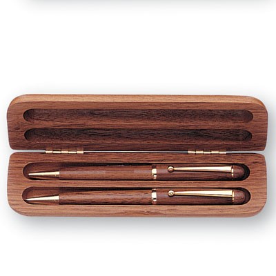 Walnut Box with Pen and Pencil Set