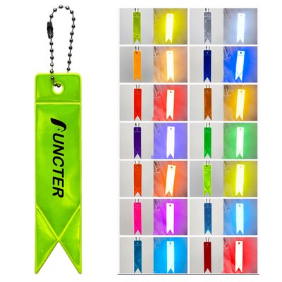 Ribbon Shape Reflective Key Tag 4.3 x 1 Inch