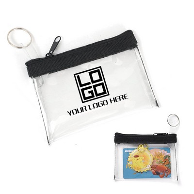 Transparent PVC Zippered Coin Purse with Keychain