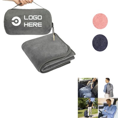 Flannel Camping Blanket with Storage Bag & Hook – Multi-Purpose & Portable