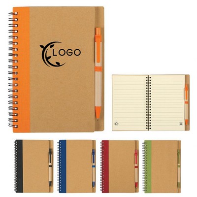 Hardcover Spiral Notebook w/Click Action Ballpoint Pen