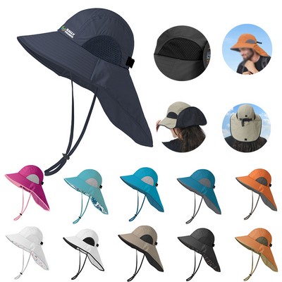 Beach Fishing Wide Brim Sun Protection Hat with Neck Flap