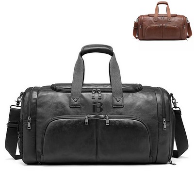 Men's Waterproof Pu Shoulder Bag W/ Multi Compartments