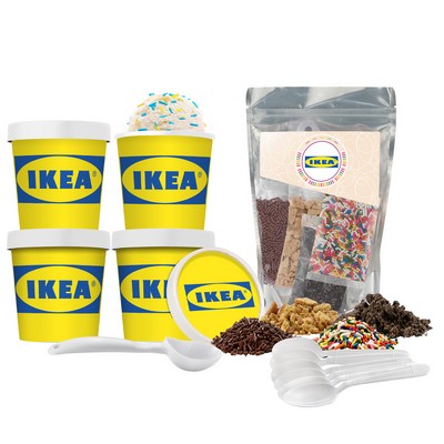 Corporate Color Creations Handcrafted Ice Cream with Ice Cream Topping Kit - 4 Pint Bundle