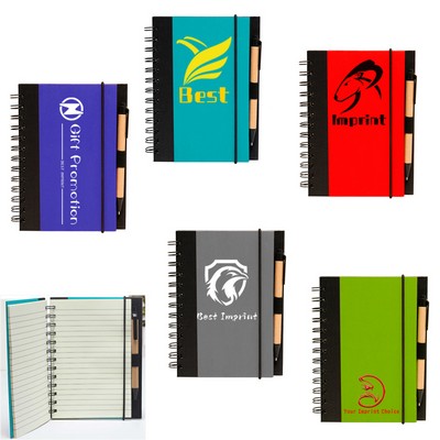 Eco Friendly Duotone Spiral Notebooks with Pen(5"X7")