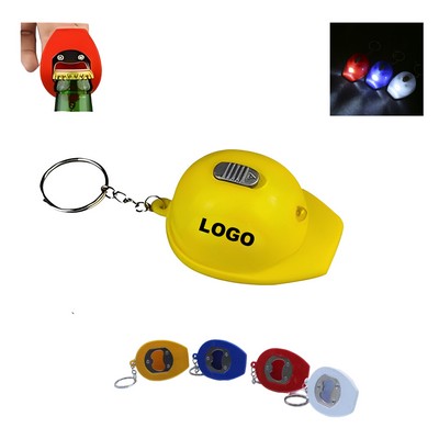 Helmet Keychain With Lighted Bottle Opener