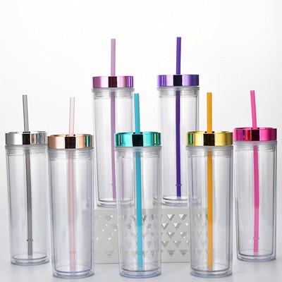 16 Oz. Plastic Double Wall Water Bottle
