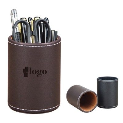 PU leather Round Pencil Pen Cup Holder