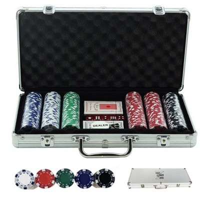 300 Piece Texas Chip Dice Poker Set With Cards