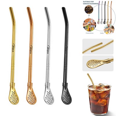 Stainless Steel Drinking Straw With Filtered Spoon