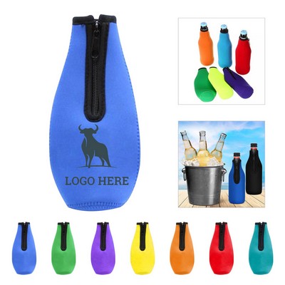 Zipper Insulated Neoprene Beer Bottle Sleeve