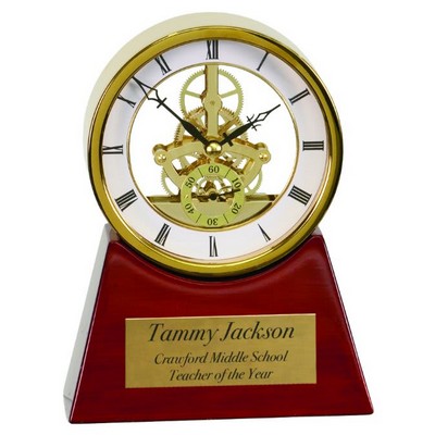 7 1/4" Executive Gold & Rosewood Piano Finish Clock