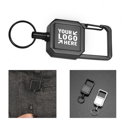Full Metal Square Keychain Retractable Carabiner