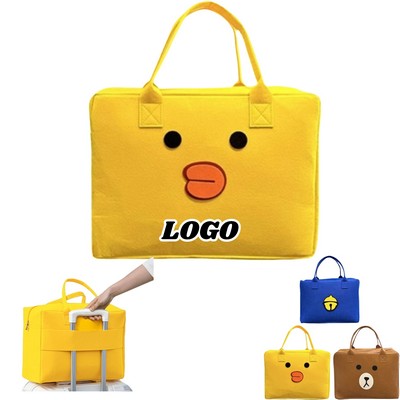 Large Capacity Felt Cartoon Travel Organizer Tote Bag