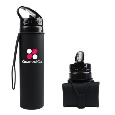 20 oz. Collapsible Portable Silicone Gift Water Bottle