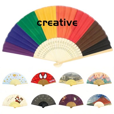 Big 13" Bamboo Ribs Fabric Folding Kung Fu Clack Fan