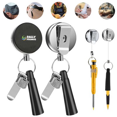 Retractable Keychain with Pen Holder