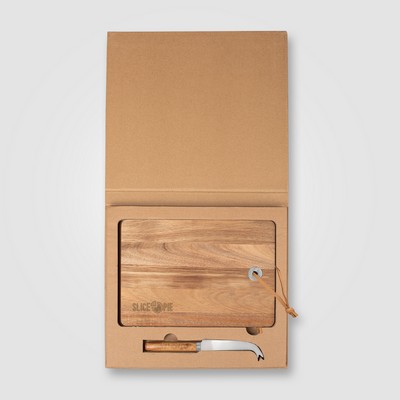 Mysa FSC Wood Hanging Cheese Knife & Board – 9.45 x 6.69 x 0.59" - Laser