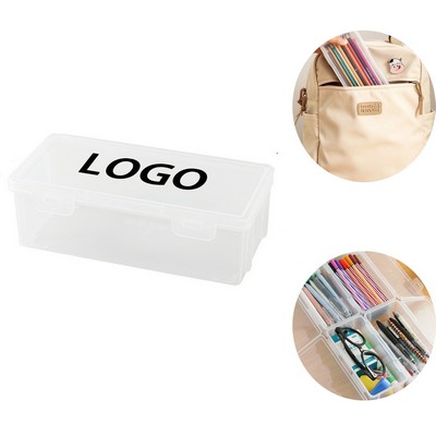 Clear Stackable Plastic Pencil Case Organizer for Pens Art Supplies