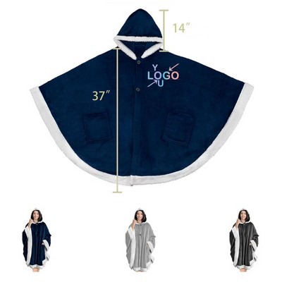 Pearl Buckle Casual Hooded Cloak