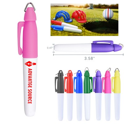 Golf Ball Alignment Marker Pen W/ Keychain Hook