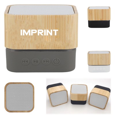 Bamboo Square Mini Portable Speaker With Memory Playback