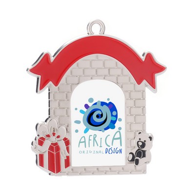 Fireplace Shaped Christmas Metal Hanging Ornament