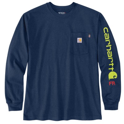 Carhartt 104130 Mens Flame Resistant Force Loose Fit Lightweight Long-Sleeve Logo Graphic T-Shirt