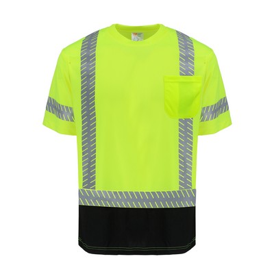 Safety Brite SB-C3SSBBSEG Class 3 Short Sleeve HI VIS Black Bottom Segmented T-Shirt