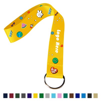 3/4"Vibrant Polyester Wrist Lanyard with Keyring