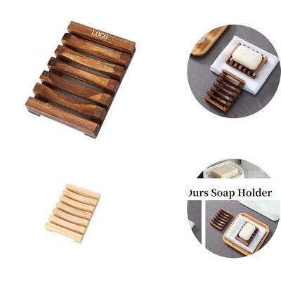 Natural Wood Self Draining Soap Dish Tray