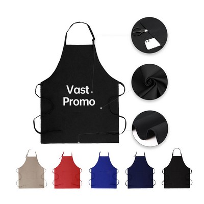 Adjustable Twill Bib Apron/ Dual Pocket Design