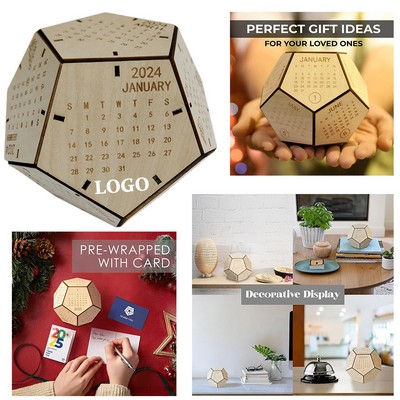 Handcrafted Geometric Wooden Desk Calendar