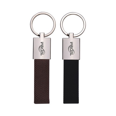 Canvas Metal Key Chain in Shiny Nickel Finish